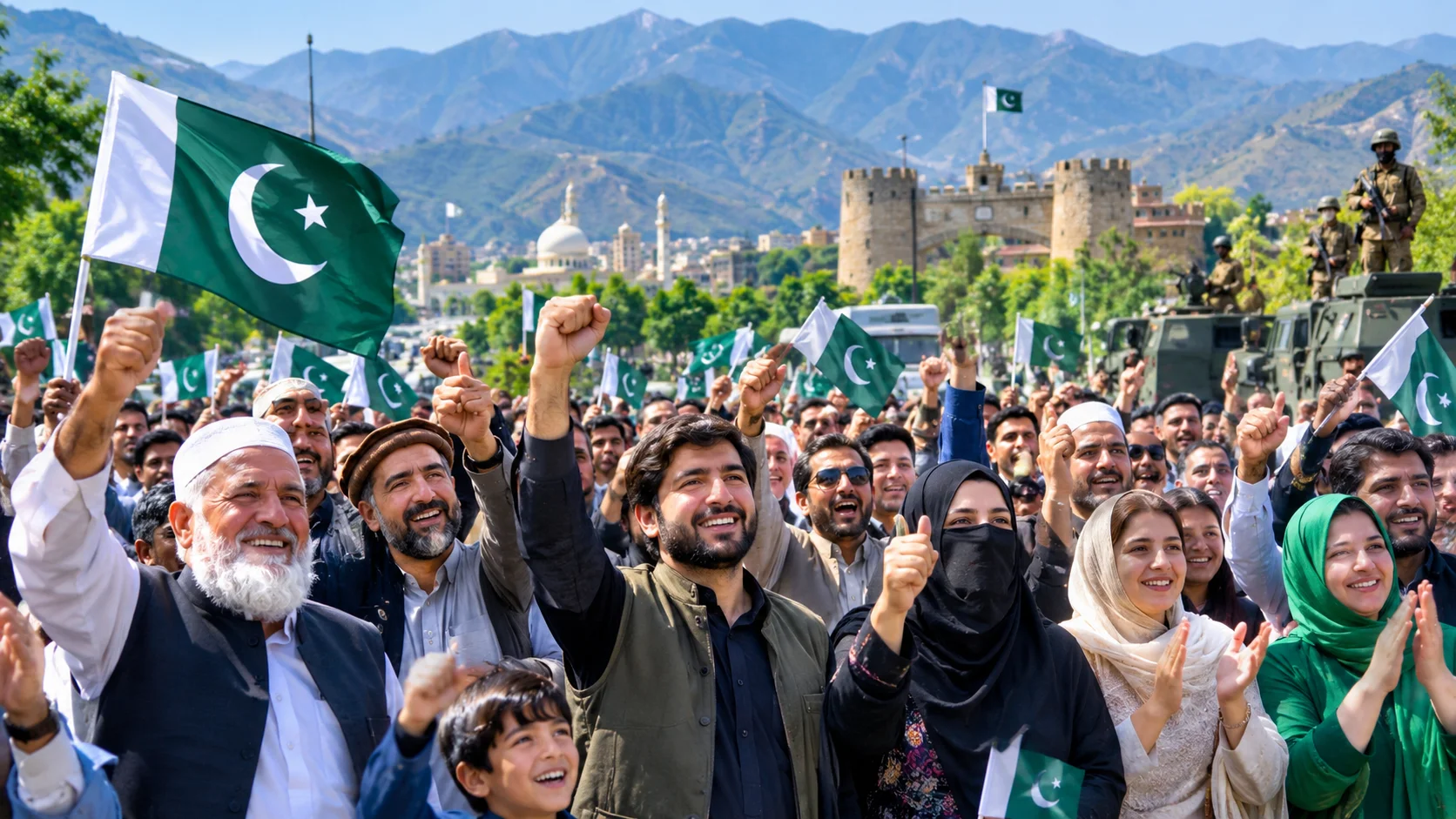 Mountain City Celebration with Pakistani Flags